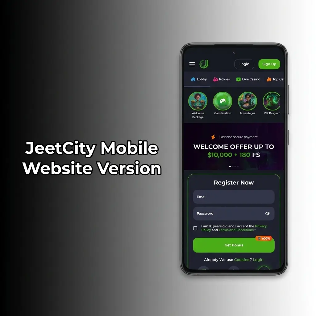 JeetCity mobile website on a smartphone browser