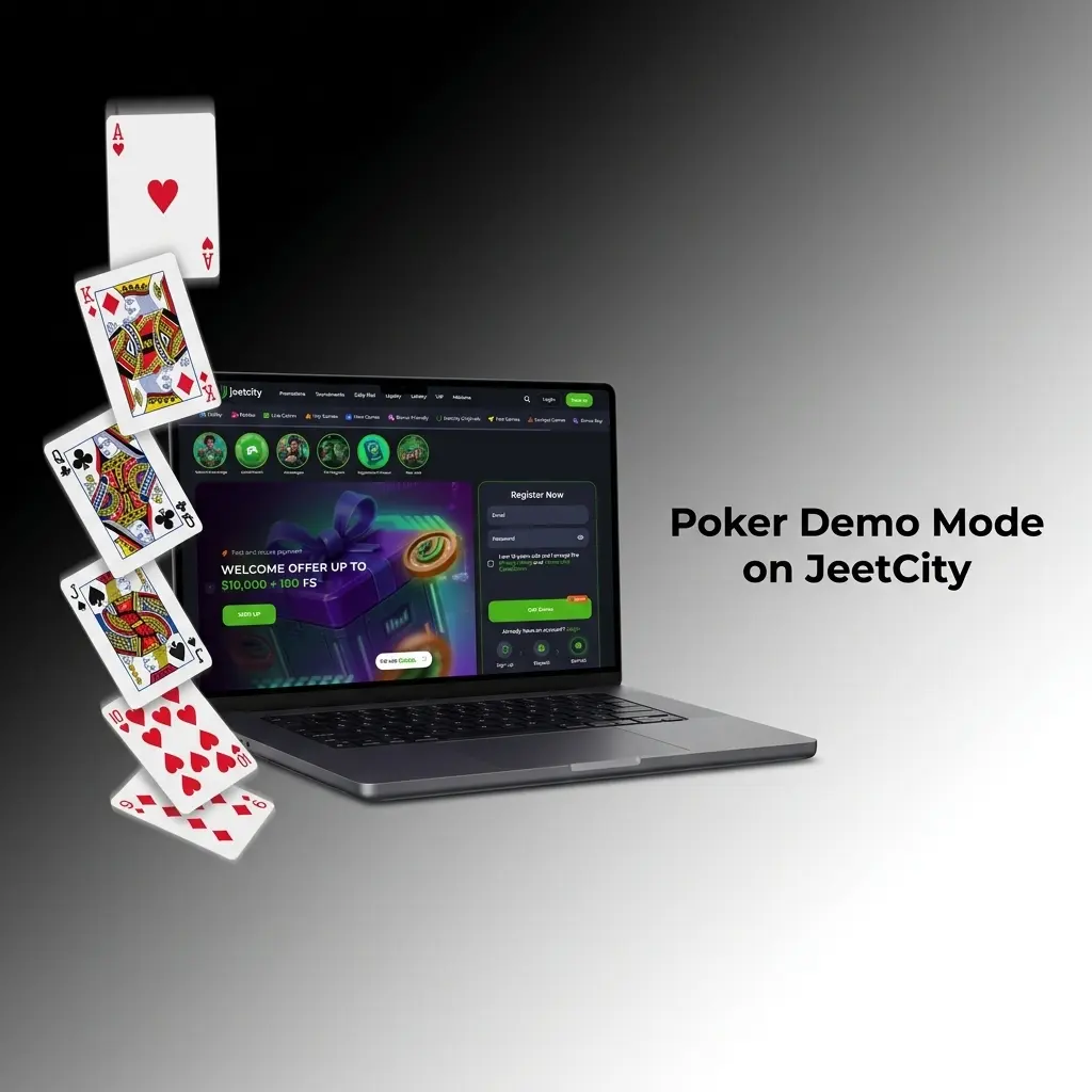 Poker demo mode interface on JeetCity